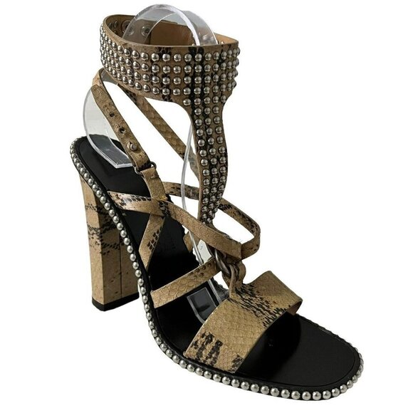 Salvatore Ferragamo Python Snakeprint Sandals Size 10 Bead Details Ankle… - Picture 1 of 13